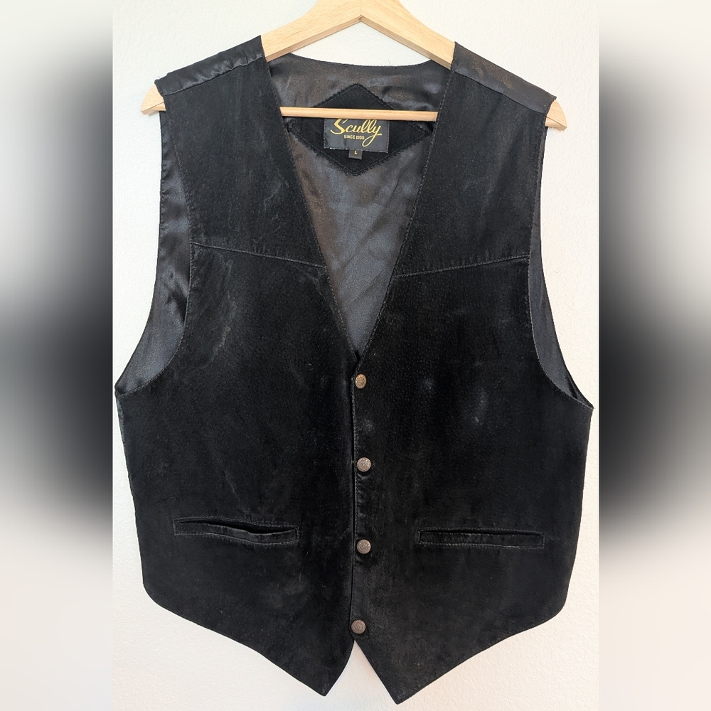 Scully Black Suede Leather Vest L